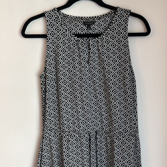 Talbots Avalon Tiles Jersey Maxi Dress Black White Geometric Maxi SM women’s EUC - Picture 6 of 14